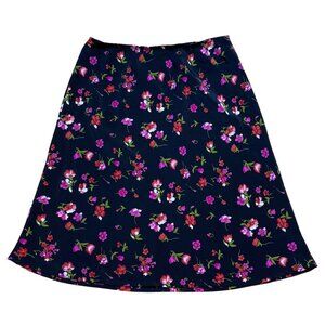 90s My Michelle Womens Black Floral A-Line Slip‎ Skirt Size XS/S